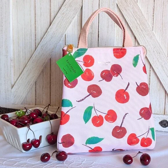 ♠️ NWT Kate Spade New York Pink 🍒 Insulated Lunch Bag/Tote - Picture 1 of 6
